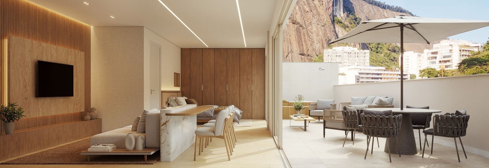 Cobertura decorada do Be.in.Rio Pompeu Loureiro 110 com terraço