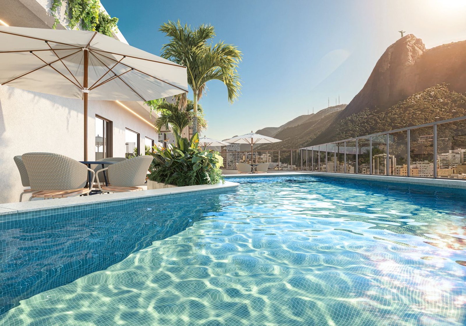 Piscina do Guima Botafogo com vista para o Cristo Redentor