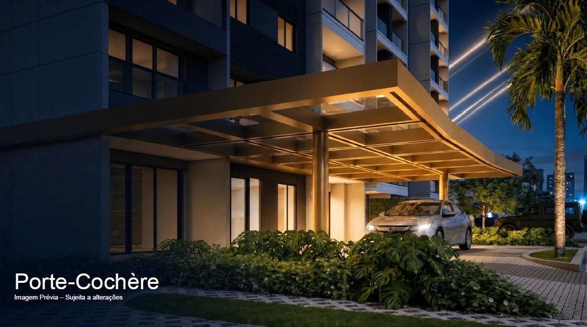 Porte-cochère iluminado do Ilha Stay Home Resort