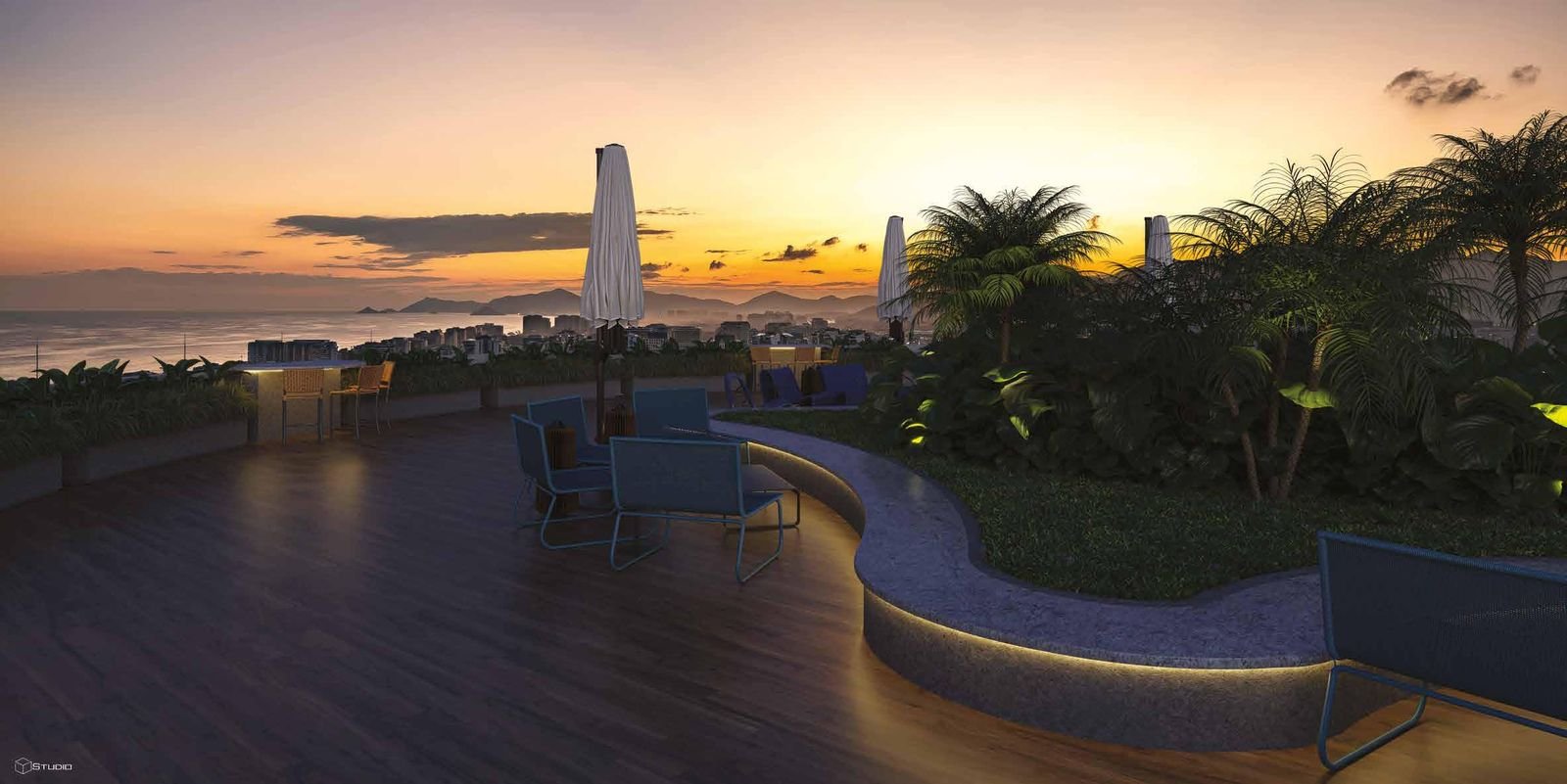 Rooftop panorâmico do Niemeyer 360 à noite