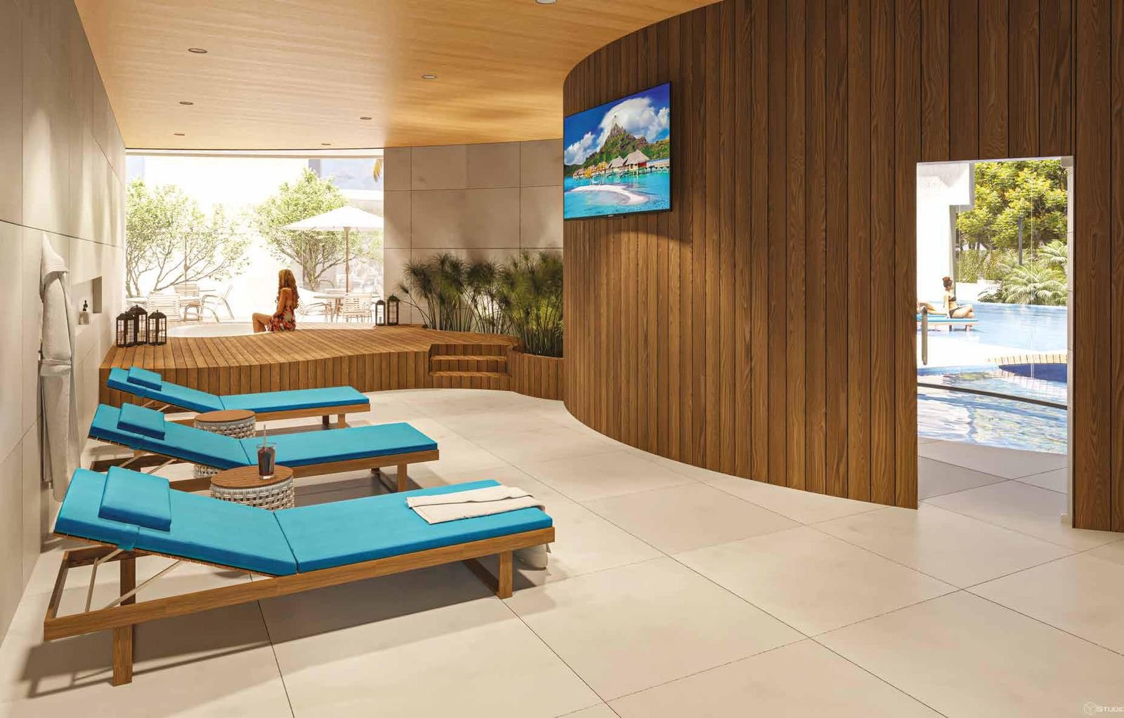 Spa e área de descanso do Niemeyer 360 Residences