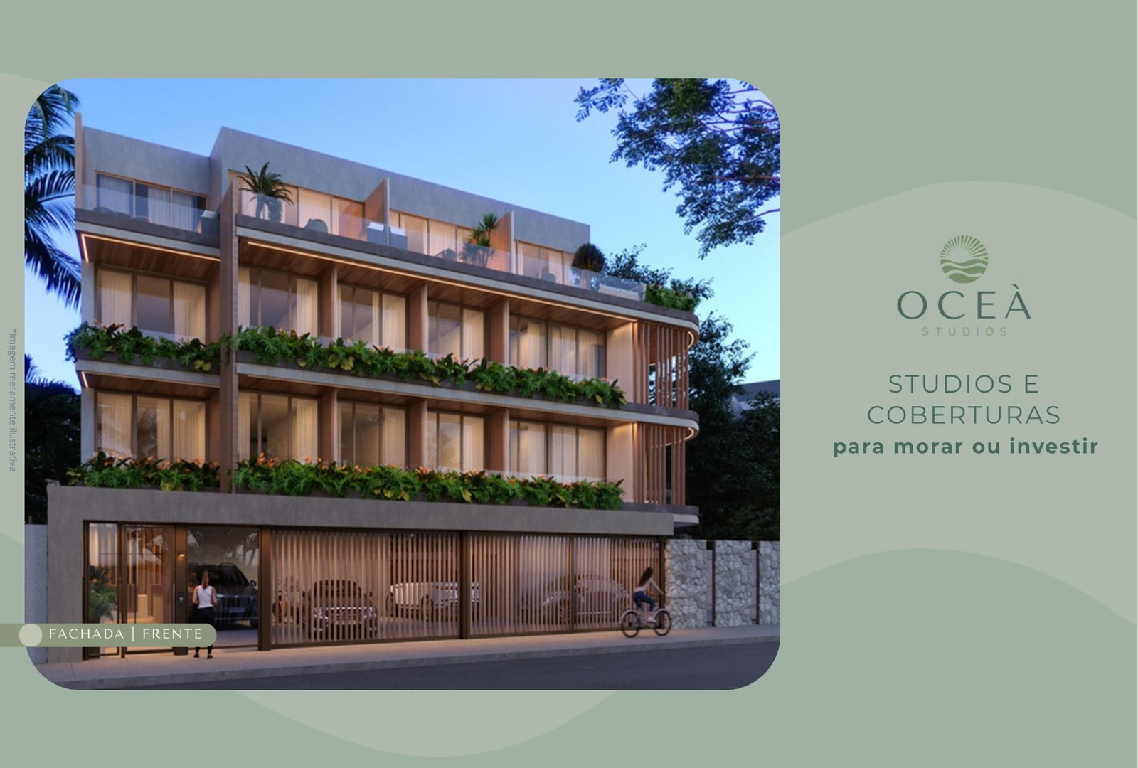 Fachada do Oceà, lançamento de studios e coberturas no Jardim Oceânico, Barra da Tijuca