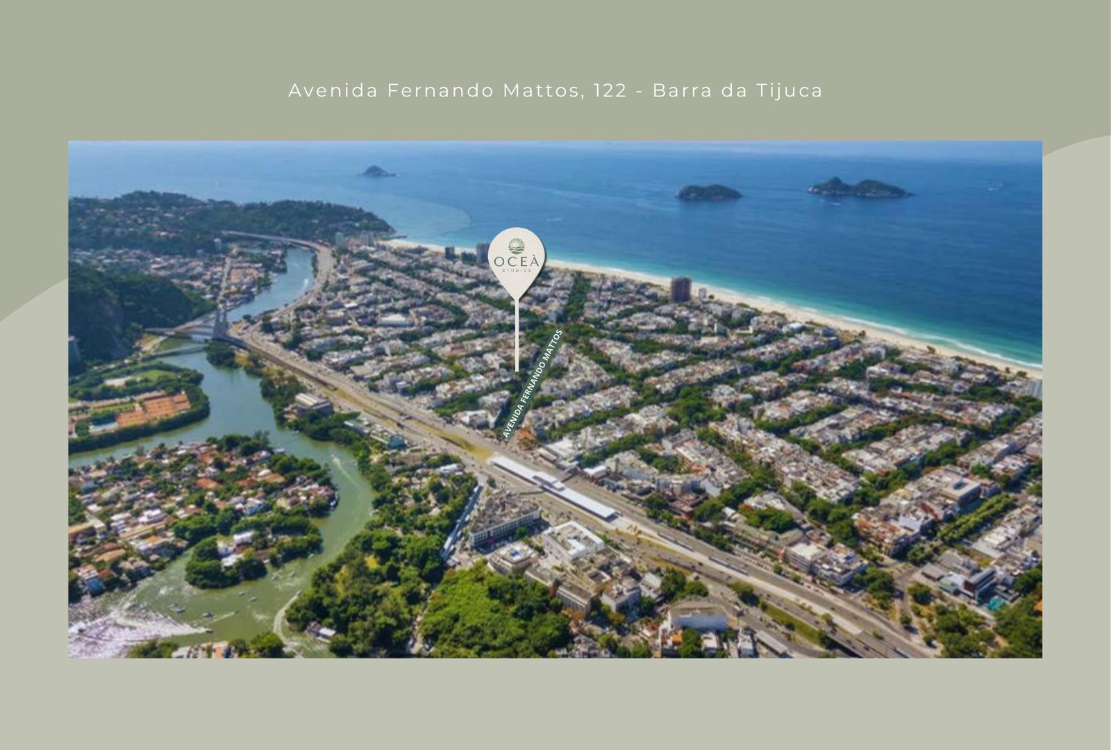 Vista aérea da Barra da Tijuca com a lagoa, os canais e a praia