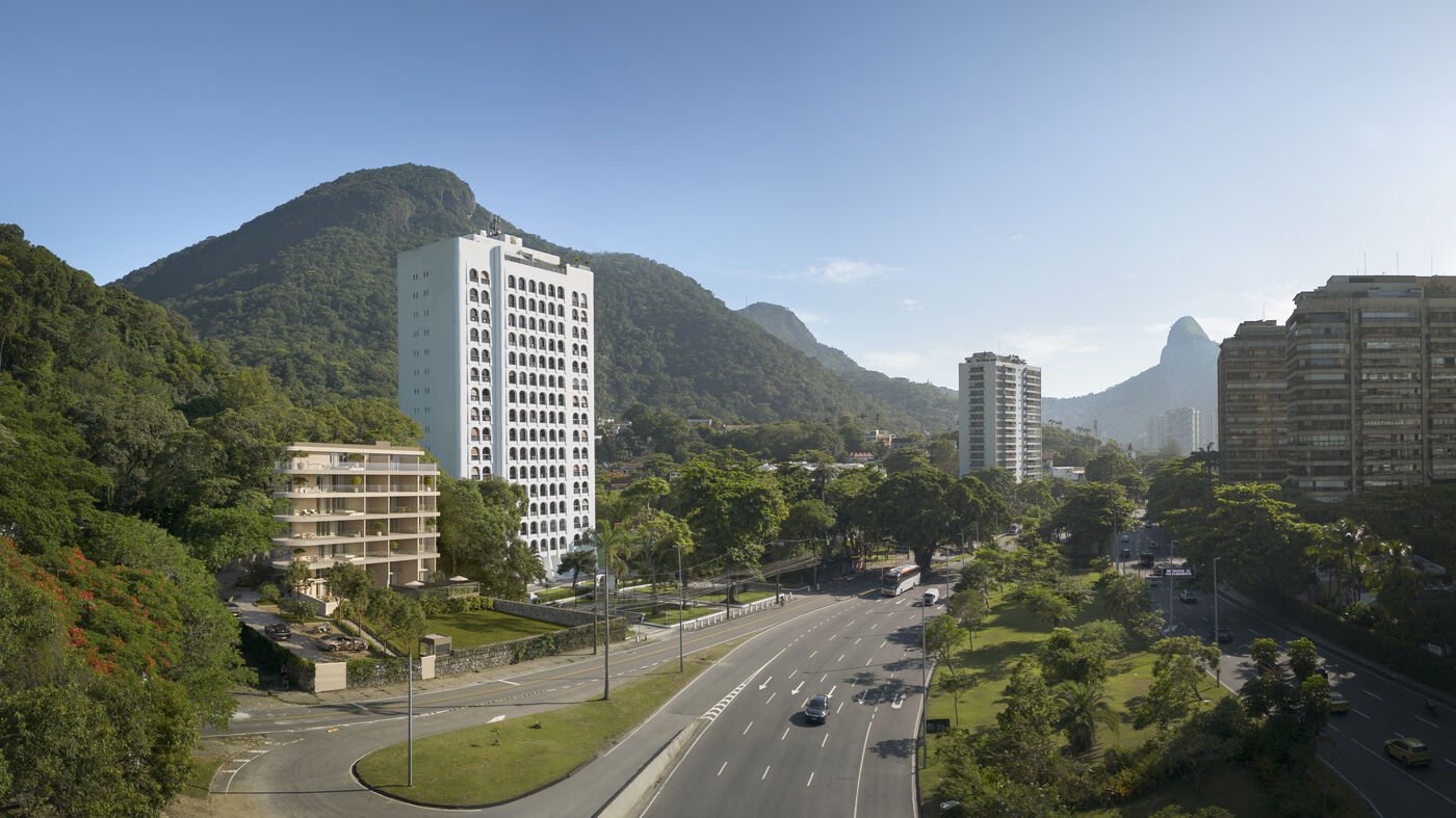 Vista aérea do Joá, na entrada da Barra da Tijuca, com o Vista Joá