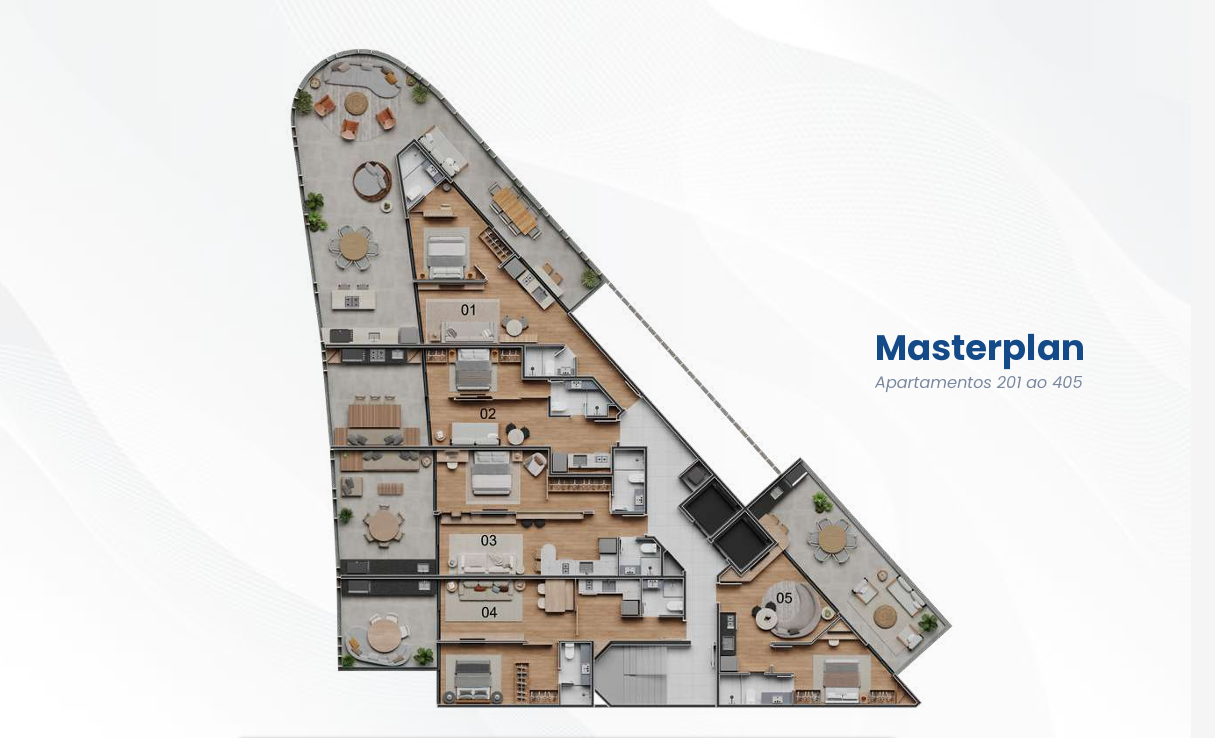 Masterplan dos apartamentos 201 ao 405 do Vista Joá